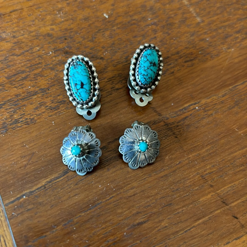 Turquoise earrings 2 sets.